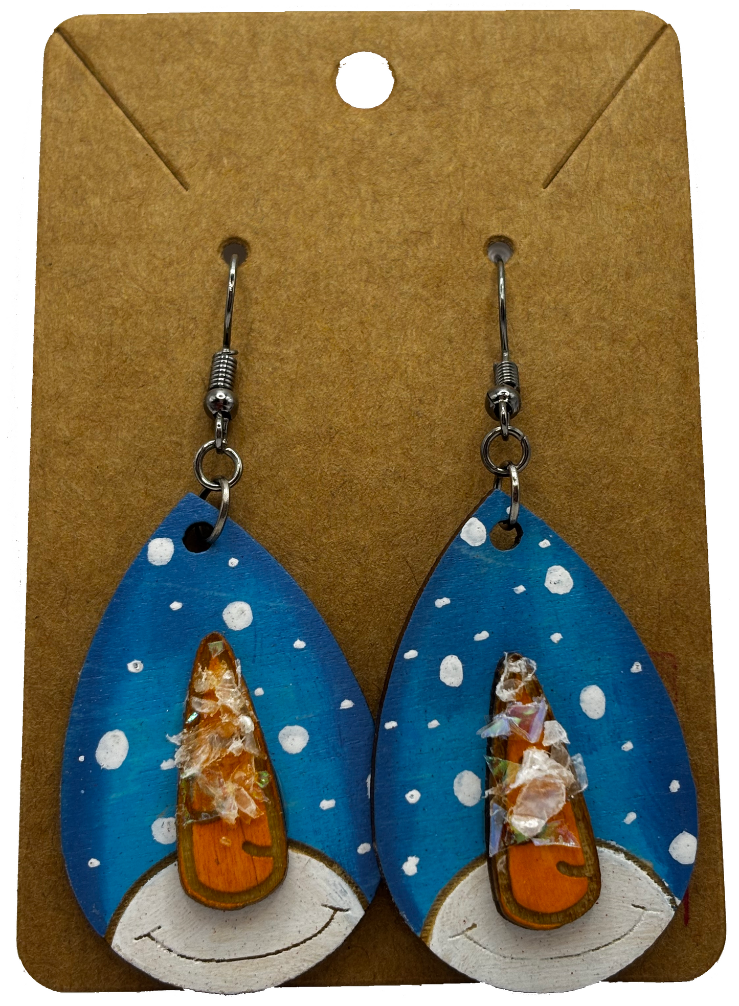 Earrings - snowman looking up