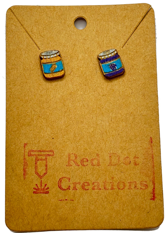 Earrings - Stud - Peanut Butter and Jelly Jars