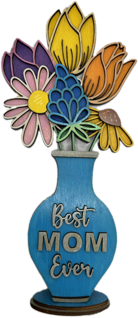 Best Mom Ever Vase With Flowers