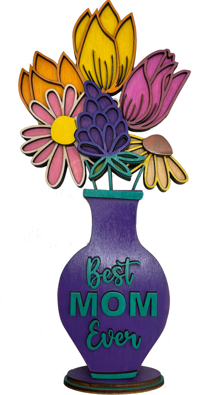 Best Mom Ever Vase With Flowers